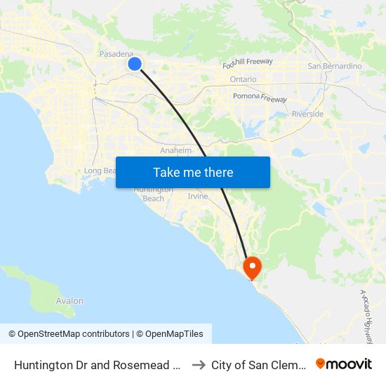 Huntington Dr and Rosemead Blvd E to City of San Clemente map