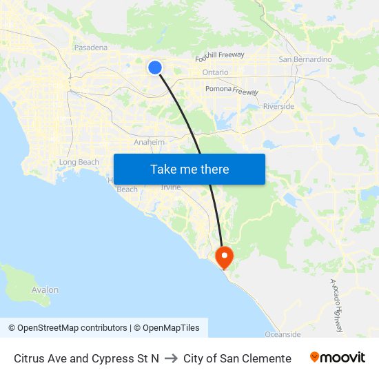 Citrus Ave and Cypress St N to City of San Clemente map