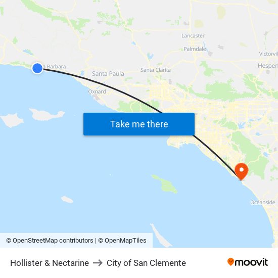 Hollister & Nectarine to City of San Clemente map