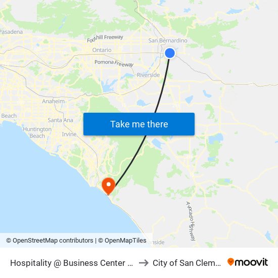 Hospitality @ Business Center EB FS to City of San Clemente map