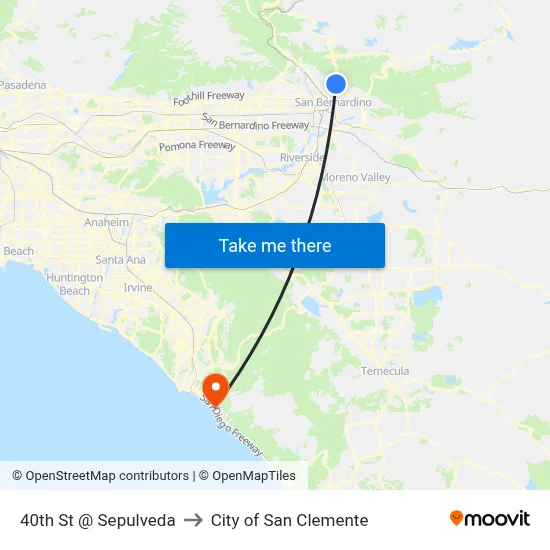 40th St @ Sepulveda to City of San Clemente map
