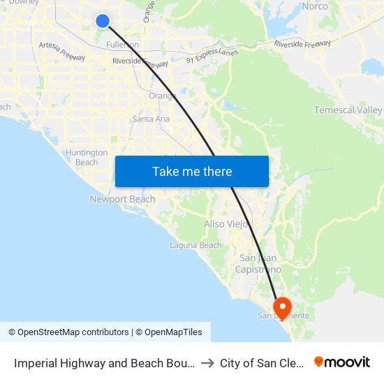 Imperial Highway and Beach Boulevard- N/ to City of San Clemente map