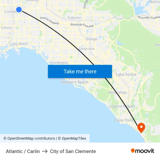 Atlantic / Carlin to City of San Clemente map