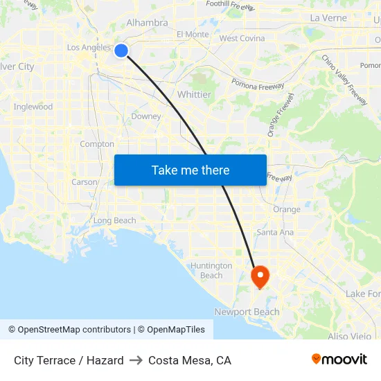 City Terrace / Hazard to Costa Mesa, CA map