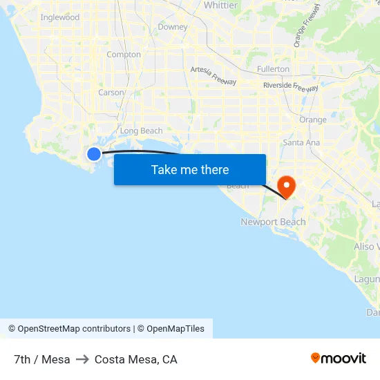 7th / Mesa to Costa Mesa, CA map