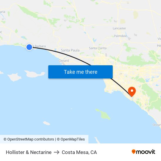 Hollister & Nectarine to Costa Mesa, CA map