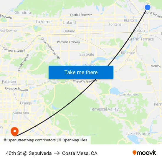 40th St @ Sepulveda to Costa Mesa, CA map