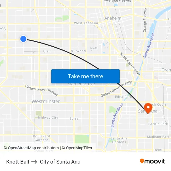 Knott-Ball to City of Santa Ana map