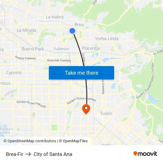 Brea-Fir to City of Santa Ana map
