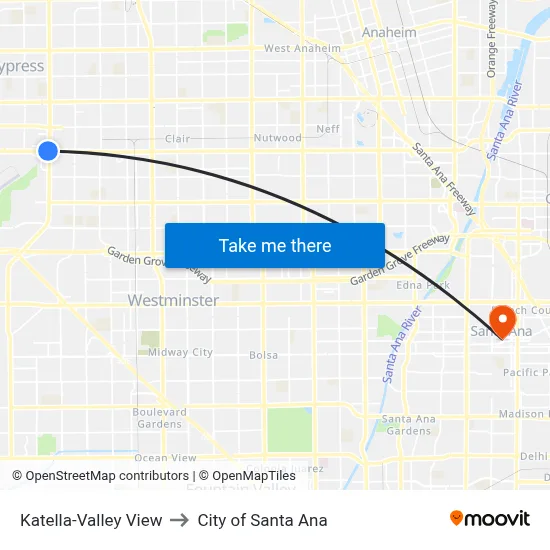 Katella-Valley View to City of Santa Ana map
