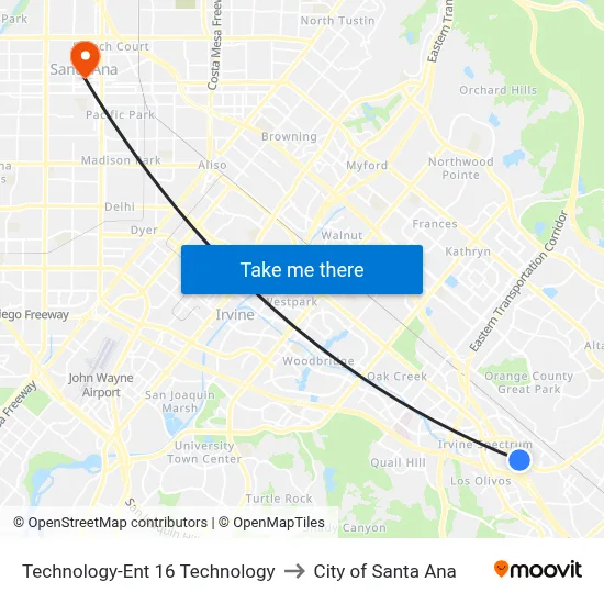 Technology-Ent 16 Technology to City of Santa Ana map