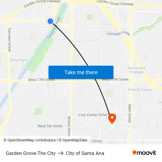 Garden Grove-The City to City of Santa Ana map
