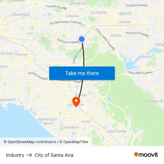 Industry to City of Santa Ana map
