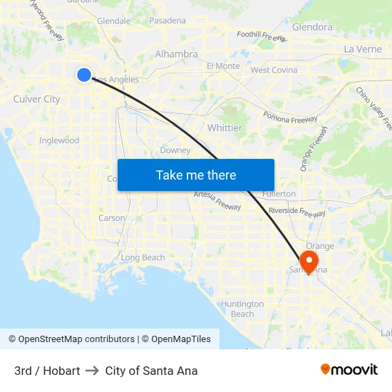 3rd / Hobart to City of Santa Ana map