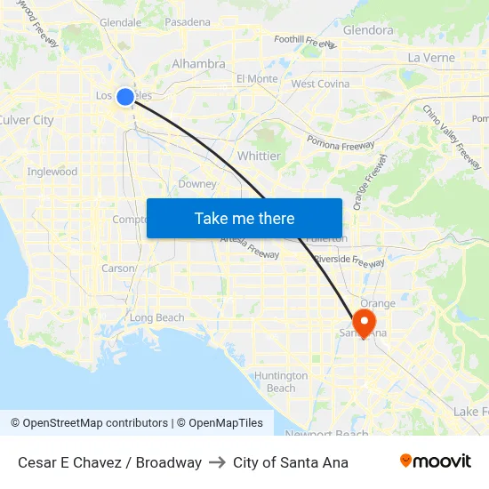 Cesar E Chavez / Broadway to City of Santa Ana map