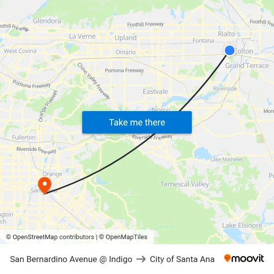 San Bernardino Avenue @ Indigo to City of Santa Ana map