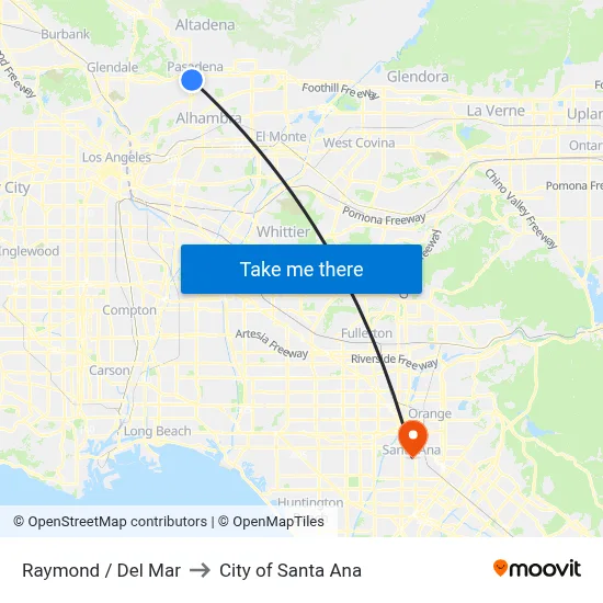 Raymond / Del Mar to City of Santa Ana map