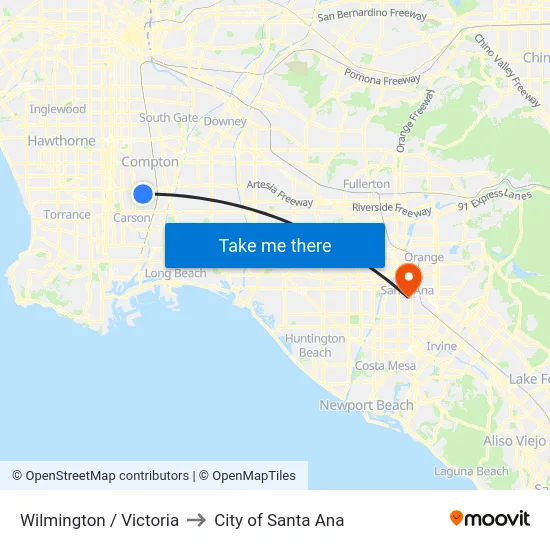 Wilmington / Victoria to City of Santa Ana map
