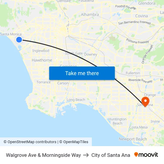 Walgrove Ave & Morningside Way to City of Santa Ana map