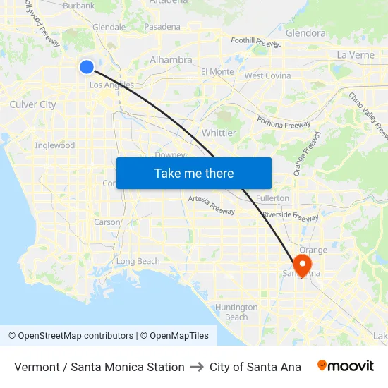 Vermont / Santa Monica Station to City of Santa Ana map