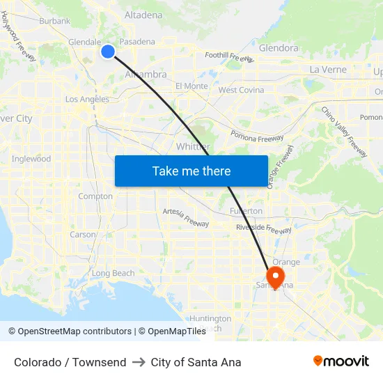 Colorado / Townsend to City of Santa Ana map