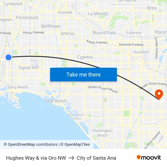 Hughes Way & via Oro NW to City of Santa Ana map
