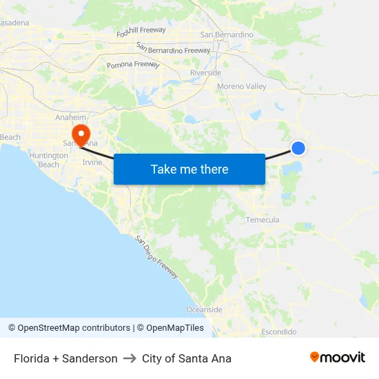 Florida + Sanderson to City of Santa Ana map