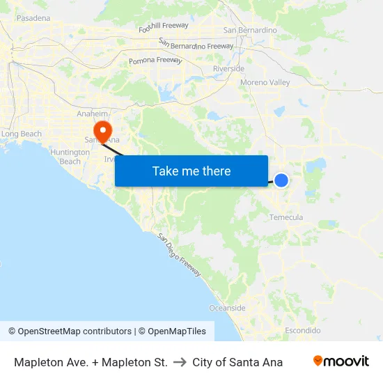 Mapleton Ave. + Mapleton St. to City of Santa Ana map