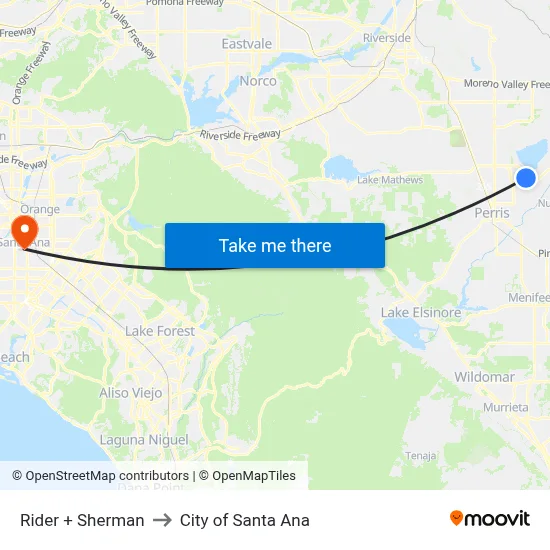 Rider + Sherman to City of Santa Ana map