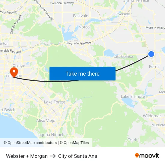 Webster + Morgan to City of Santa Ana map