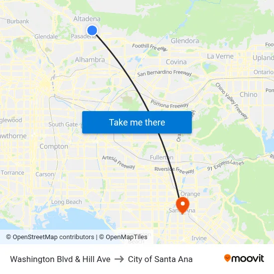 Washington Blvd & Hill Ave to City of Santa Ana map