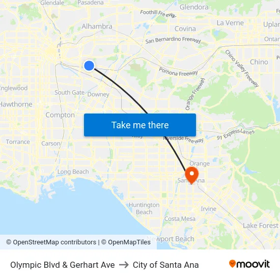 Olympic Blvd & Gerhart Ave to City of Santa Ana map