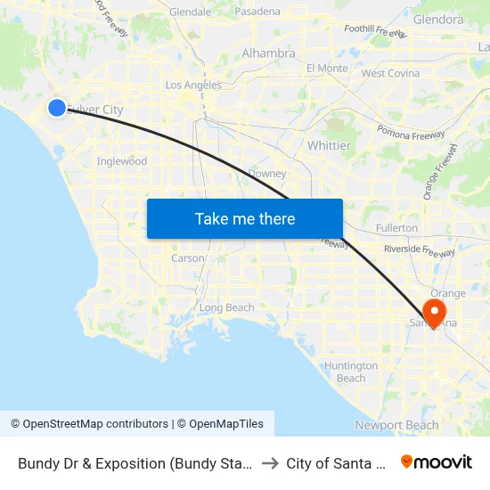 Bundy Dr & Exposition (Bundy Station) to City of Santa Ana map