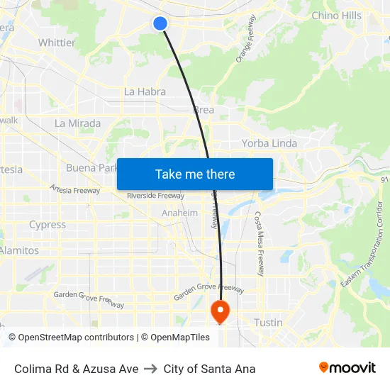 Colima Rd & Azusa Ave to City of Santa Ana map