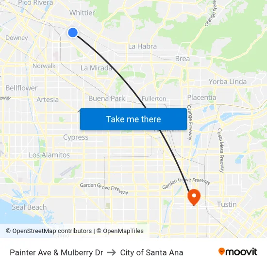 Painter Ave & Mulberry Dr to City of Santa Ana map