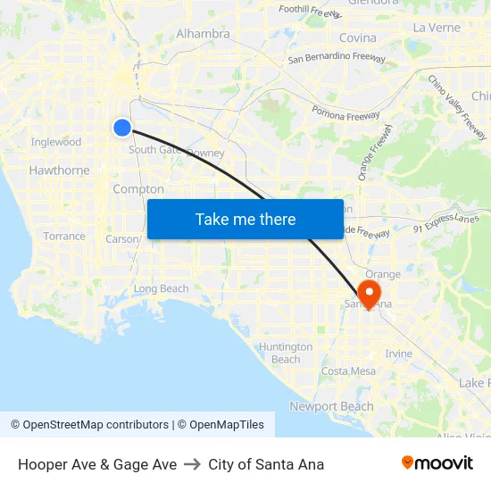 Hooper Ave & Gage Ave to City of Santa Ana map