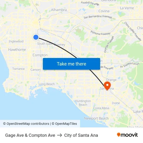 Gage Ave & Compton Ave to City of Santa Ana map