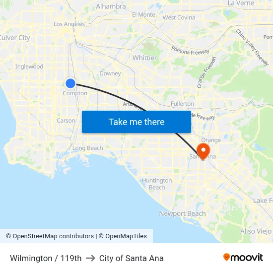 Wilmington / 119th to City of Santa Ana map