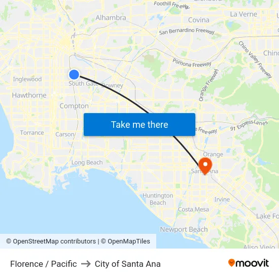 Florence / Pacific to City of Santa Ana map