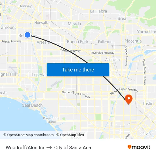 Woodruff/Alondra to City of Santa Ana map