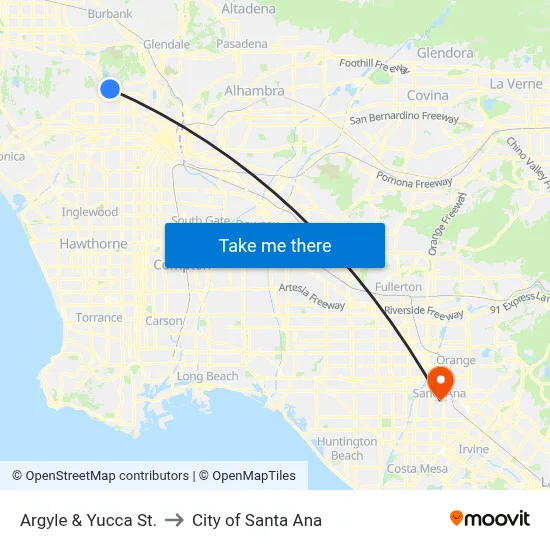 Argyle & Yucca St. to City of Santa Ana map