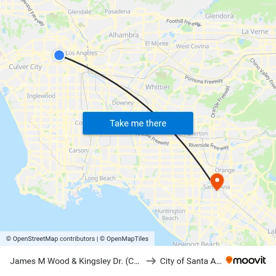 James M Wood & Kingsley Dr. (CCW) to City of Santa Ana map