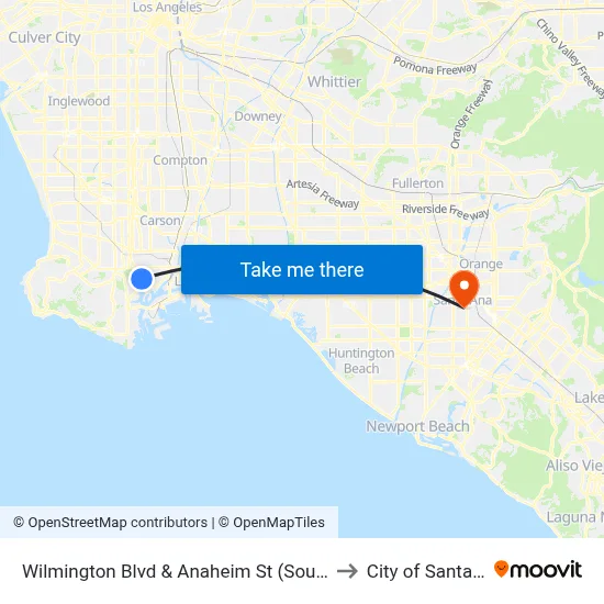 Wilmington Blvd & Anaheim St (Southbound) to City of Santa Ana map