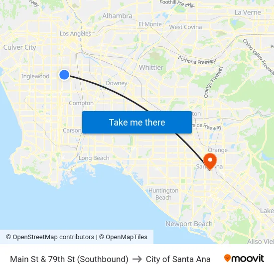 Main St & 79th St (Southbound) to City of Santa Ana map