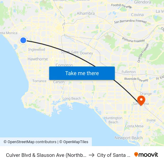 Culver Blvd & Slauson Ave (Northbound) to City of Santa Ana map
