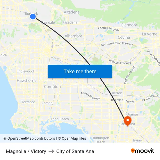 Magnolia / Victory to City of Santa Ana map