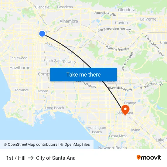 1st / Hill to City of Santa Ana map