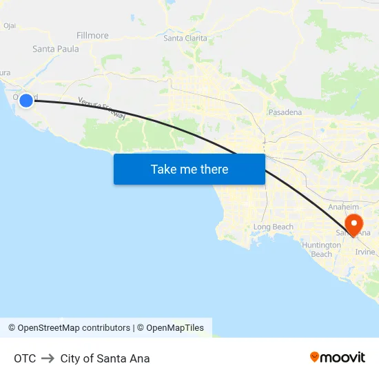 OTC to City of Santa Ana map