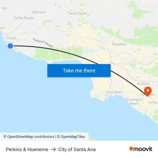 Perkins & Hueneme to City of Santa Ana map