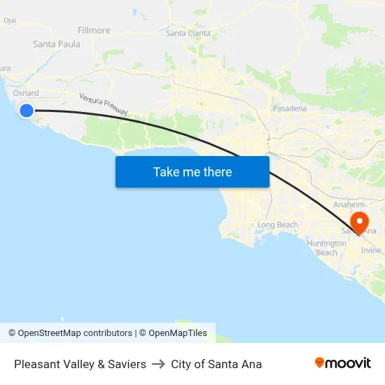 Pleasant Valley & Saviers to City of Santa Ana map
